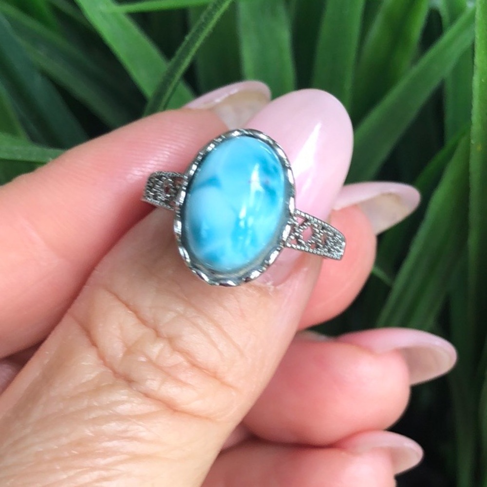 Elegant Silver and Larimar Ring